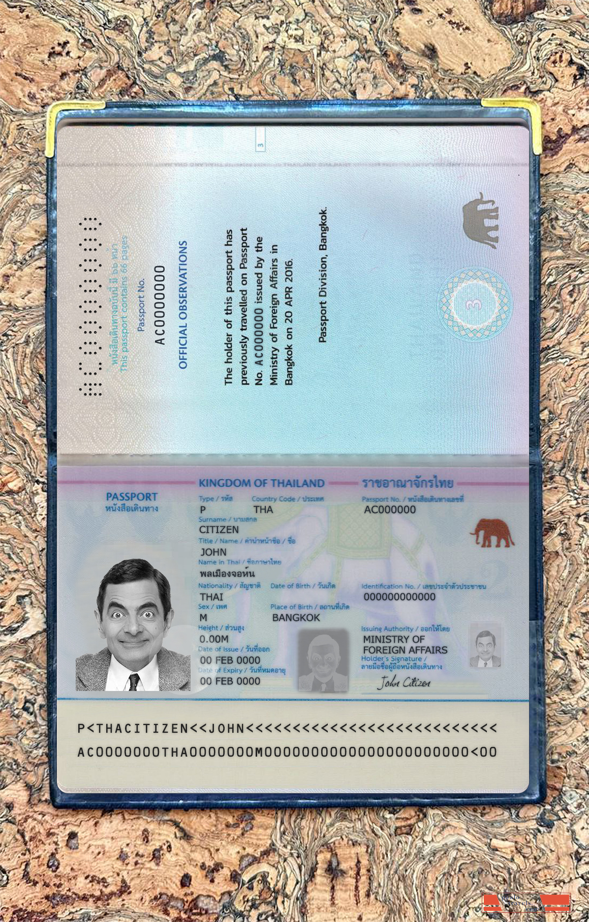 Thailand passport new version photolook PSD template